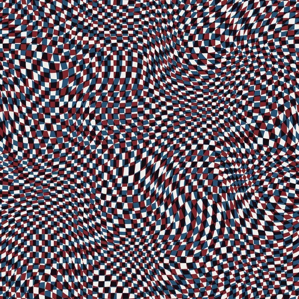 Seamless wavy check pattern red blue black white — Stock Photo, Image
