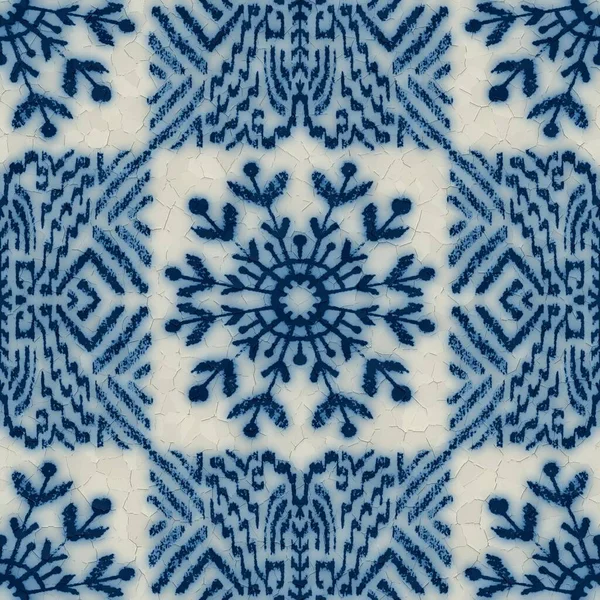 Naadloos gekraakt blauw en wit keramisch ontwerp — Stockfoto