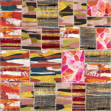 Kusursuz yama işçiliği karışık yorgan deseni baskısı