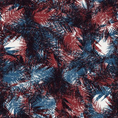 Kırmızı mavi siyah beyaz, kusursuz tropikal desen