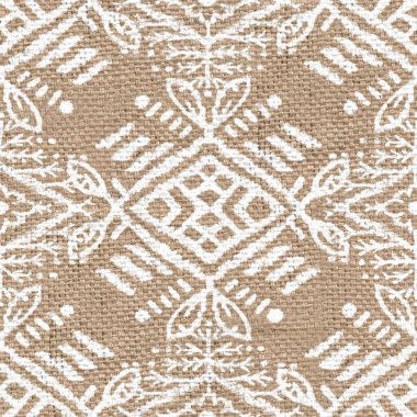 Beyaz boya desenli kusursuz çuval bezi.