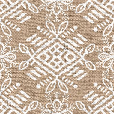 Beyaz boya desenli kusursuz çuval bezi.