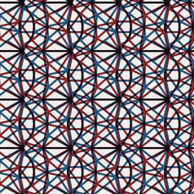 Kırmızı mavi siyah beyaz, kusursuz jeo deseni.