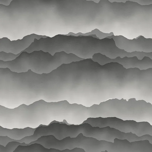 Seamless gray mountains fading into fog print