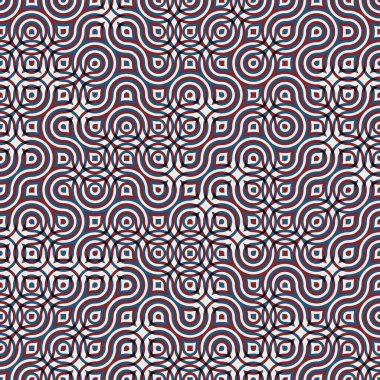 Kırmızı mavi siyah beyaz, kusursuz jeo deseni.