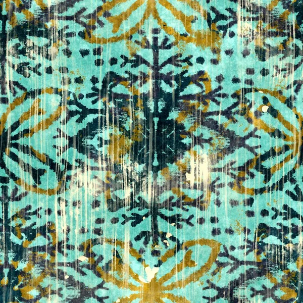 Seamless grungy tribal ethnic rug motif pattern.