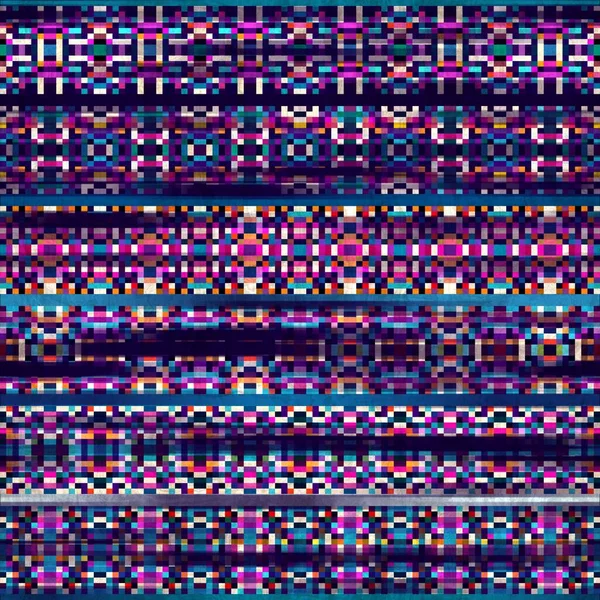 Sömlös Kilim Rug Square Pixel Mönster Skriv ut — Stockfoto