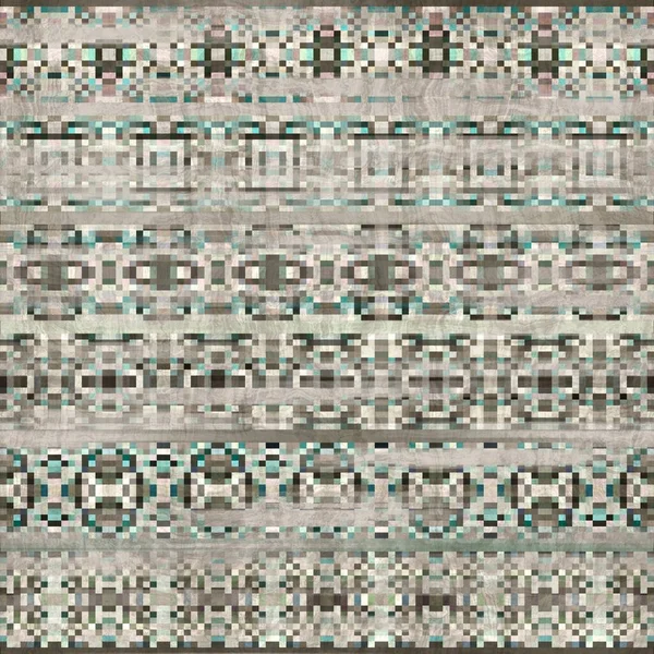 Seamless Kilim Rug Square Pixel Pattern Print