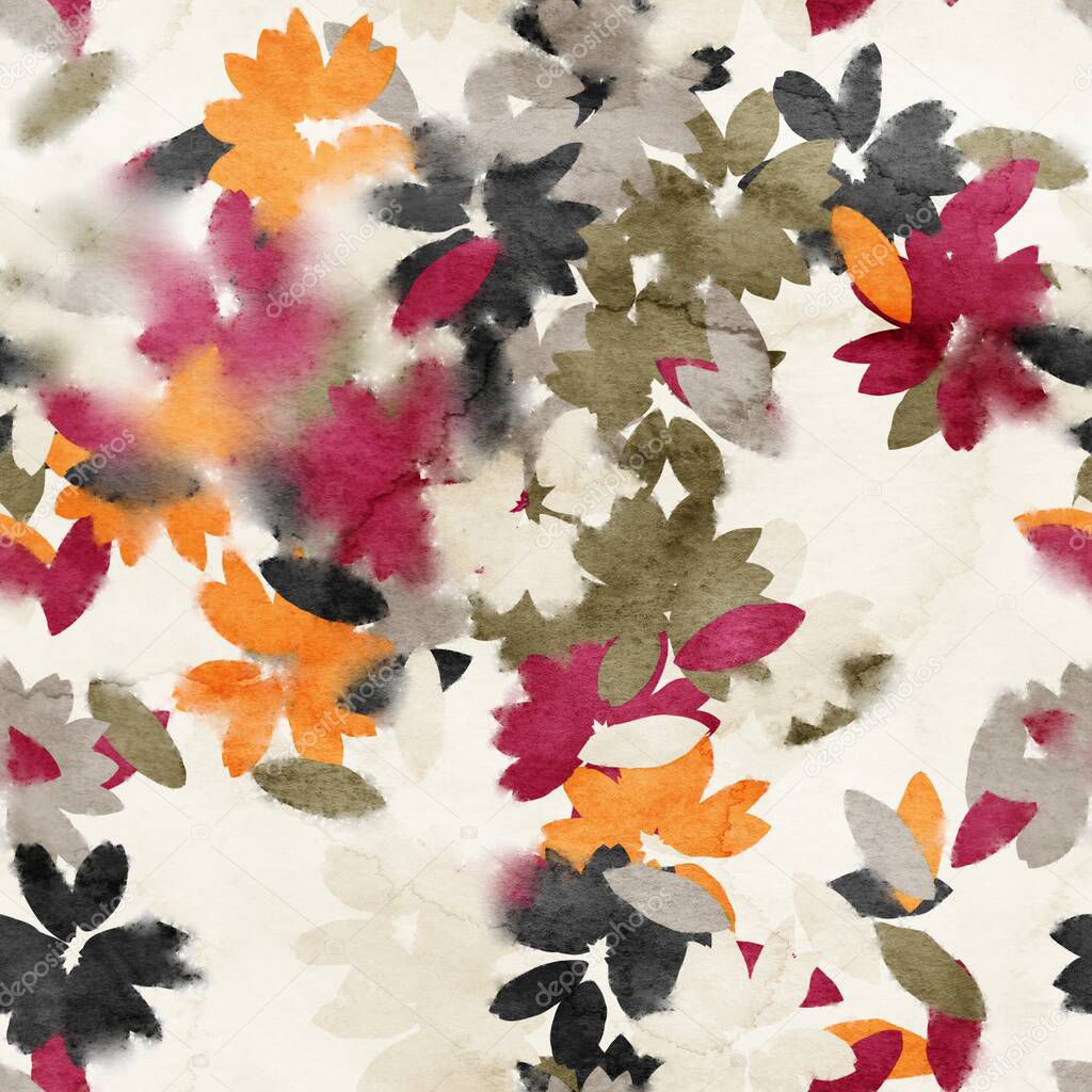 Seamless watercolor floral trendy chic pattern for surface print.