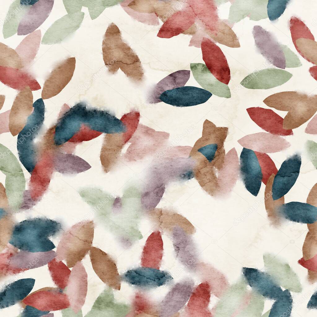 Seamless watercolor leaves trendy chic pattern for surface print.