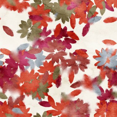 Yüzey izi için kusursuz suluboya çiçekli şık desen.