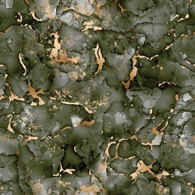 Kusursuz, soyut, altın yapraklı mürekkep sanatı.