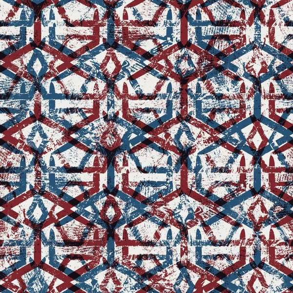 Geo pattern senza cuciture in rosso blu nero bianco — Foto Stock