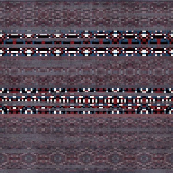 Sömlös Kilim Rug Square Pixel Mönster Skriv ut — Stockfoto