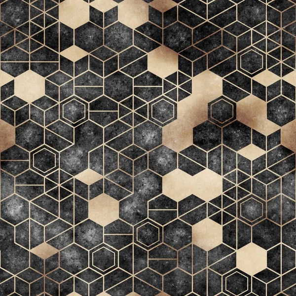 Padrão de hexágono grungy sem costura geometria isométrica impressão líquida — Fotografia de Stock
