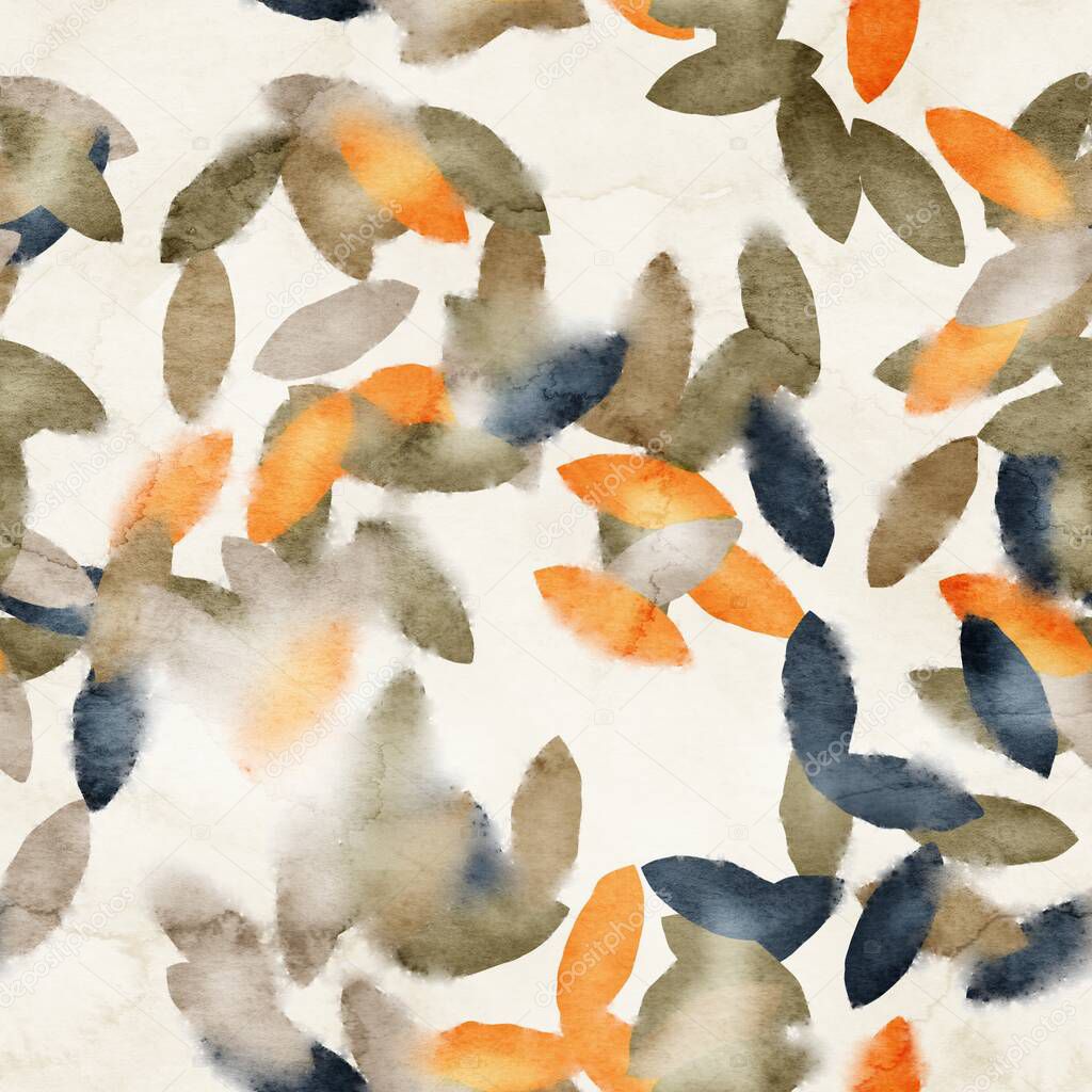 Seamless watercolor leaves trendy chic pattern for surface print.