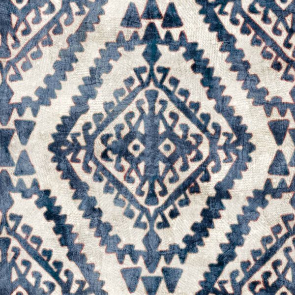 Seamless grungy tribal ethnic rug motif pattern.