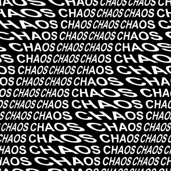 CHAOS woord kromgetrokken, vervormd, herhaald, en gerangschikt in naadloze patroon achtergrond — Stockfoto