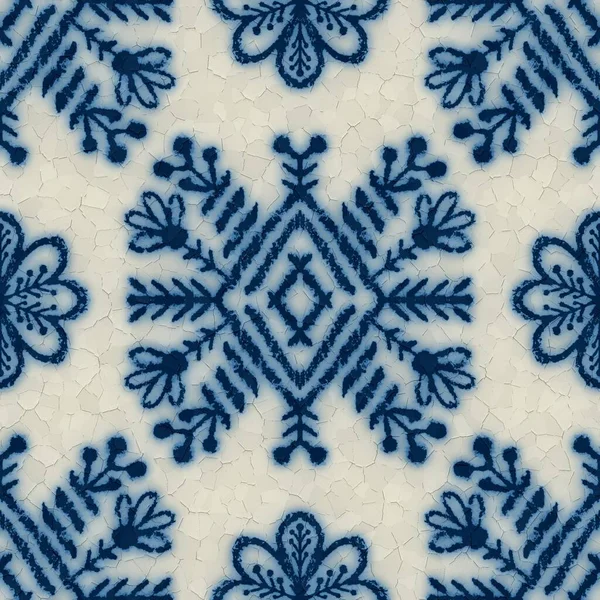 Безшовний тріснутий синьо-білий керамічний дизайн — стокове фото