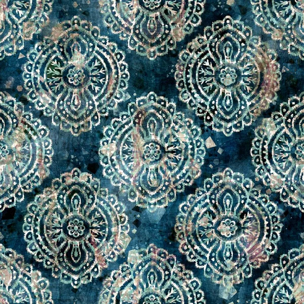 Seamless elegant mixed media pattern in navy, blue, pink, and cream — Stock Photo, Image