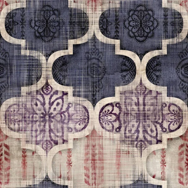 Zökkenőmentes marokkói ihlette erősen texturált minta felületi nyomtatás — Stock Fotó
