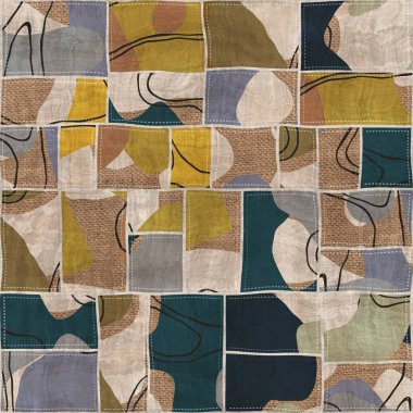 Kusursuz yama işçiliği karışık yorgan deseni baskısı