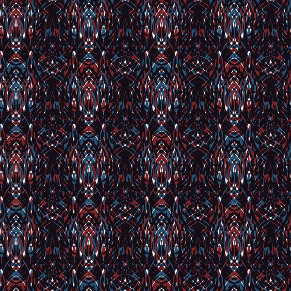 Patrón de damasco sin costuras en rojo azul negro blanco — Foto de Stock