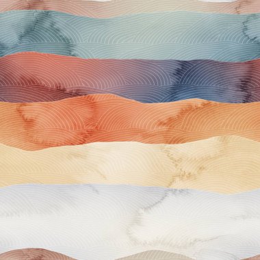 Sulu boyalı tepelerin kusursuz renkli desenleri..