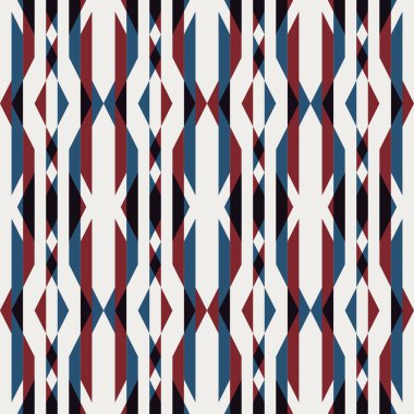 Kırmızı mavi siyah beyaz, kusursuz jeo deseni.