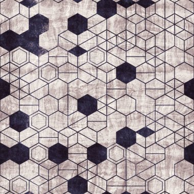 Kusursuz grungy altıgen deseni izometrik geometri ağ baskısı