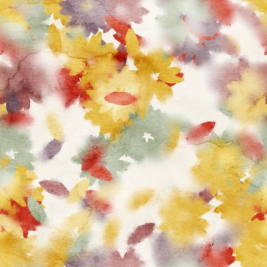 Yüzey izi için kusursuz suluboya çiçekli şık desen.