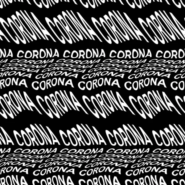 CORONA woord kromgetrokken, vervormd, herhaald, en gerangschikt in naadloze patroon achtergrond — Stockfoto