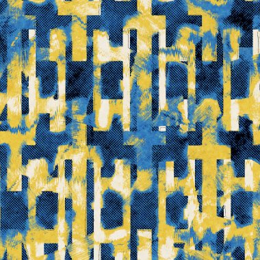 Seamless abstract vibrant blue and yellow pattern for print clipart
