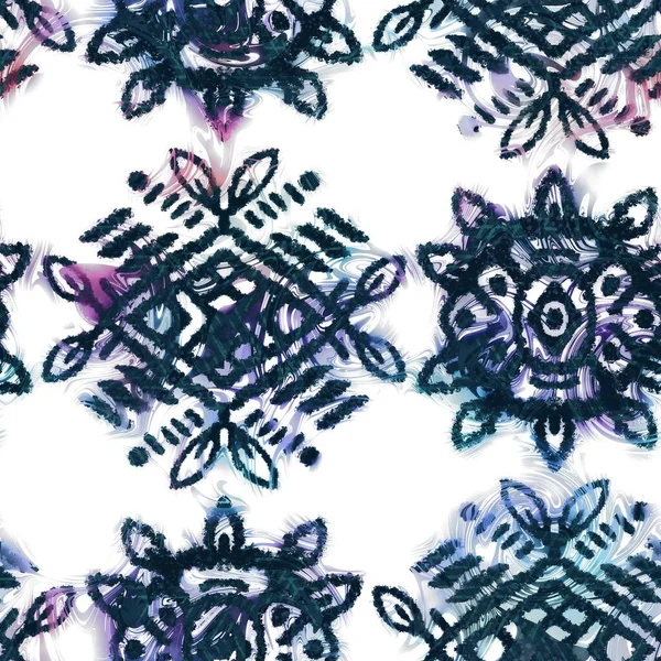 Patrón de motivo de alfombra tribal azul marino y blanco sin costuras. —  Fotos de Stock