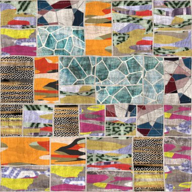 Kusursuz yama işçiliği karışık yorgan deseni baskısı