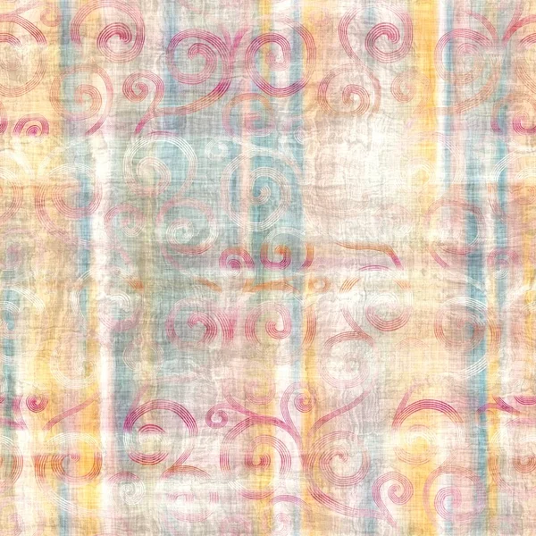 Seamless pastel batik pattern swatch for print with abstract hand drawn motifs