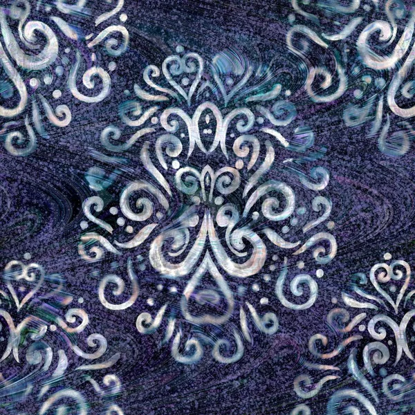 Seamless highly textured intricate and ornate pattern in navy blue — Stock Photo, Image