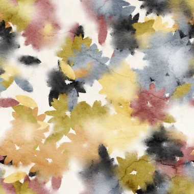 Yüzey izi için kusursuz suluboya çiçekli şık desen.