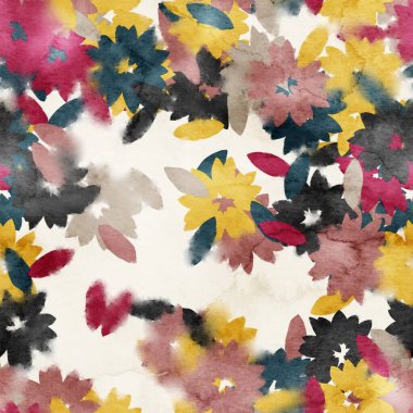 Yüzey izi için kusursuz suluboya çiçekli şık desen.