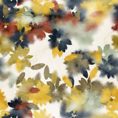 Yüzey izi için kusursuz suluboya çiçekli şık desen.