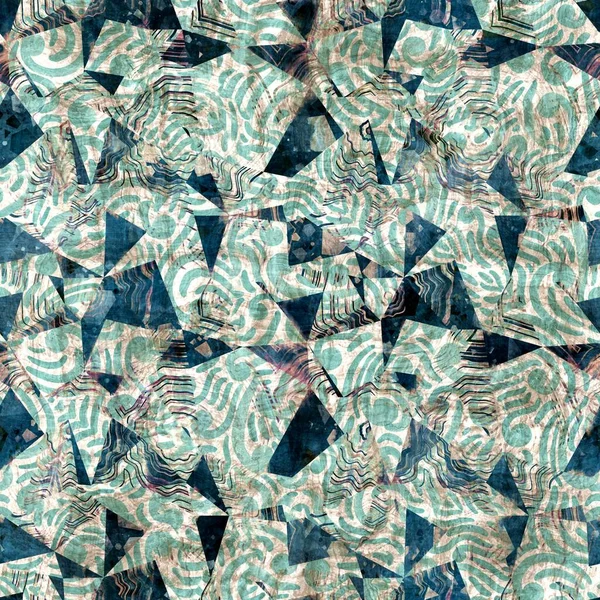 Naadloze elegante gemengde media patroon in marine, blauw, roze en crème — Stockfoto