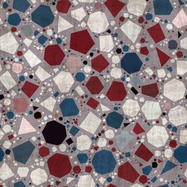 Örtülü dokusu olan paketlenmiş çokgenlerin kusursuz kırmızı, beyaz ve mavi deseni