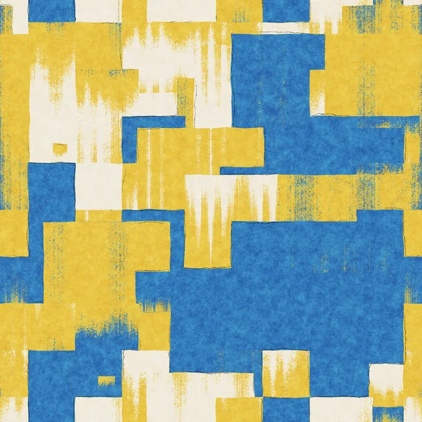Pola abstrak berwarna biru dan kuning yang tak beraturan untuk dicetak — Stok Foto