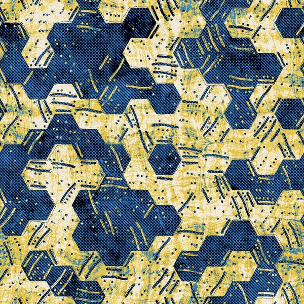 Sömlös abstrakt levande blått och gult mönster för tryck — Stockfoto