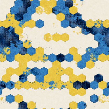 Parmak izi için kusursuz, soyut, parlak mavi ve sarı desen