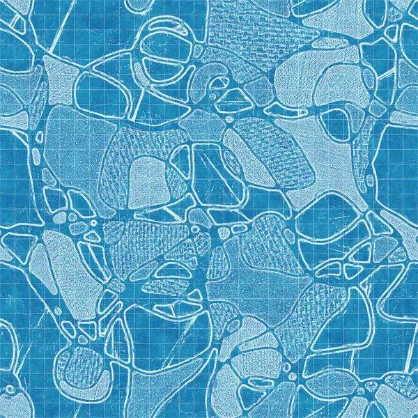 纺织品和印刷品用无缝隙的亮蓝色蓝图图案 — 图库照片
