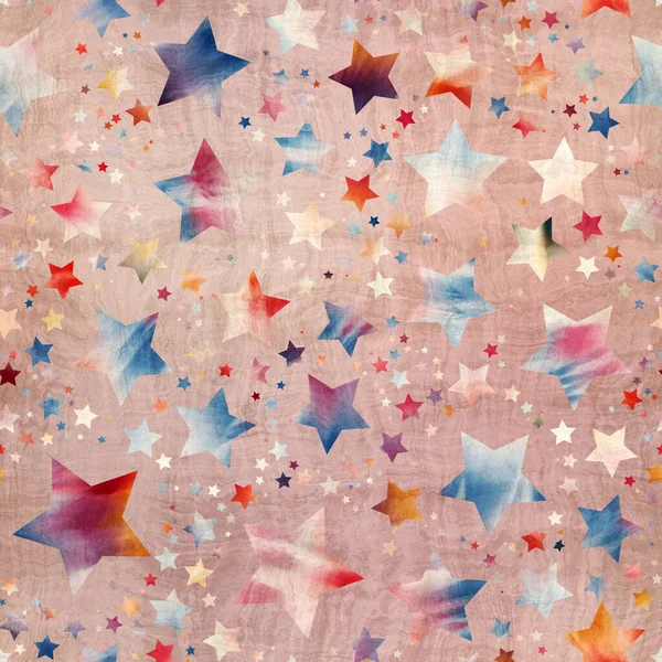 Nahtloses Muster von Sternenmotiven in komplizierten Farben und Texturen — Stockfoto