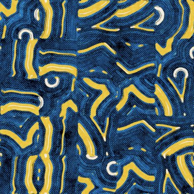 Parmak izi için kusursuz, soyut, parlak mavi ve sarı desen