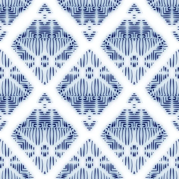 Modello di damasco decorato con piastrelle di ceramica blu e bianca senza cuciture per la progettazione e la stampa di superfici — Foto Stock