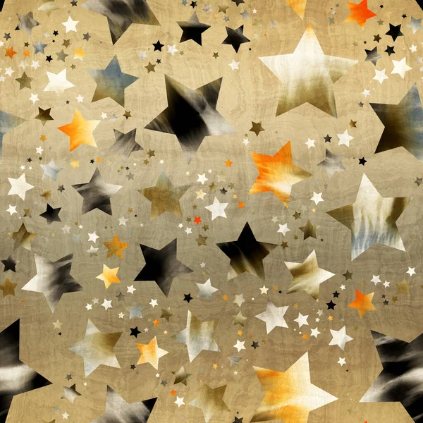 Karmaşık renkler ve dokularda yıldız motifinin kusursuz deseni — Stok fotoğraf